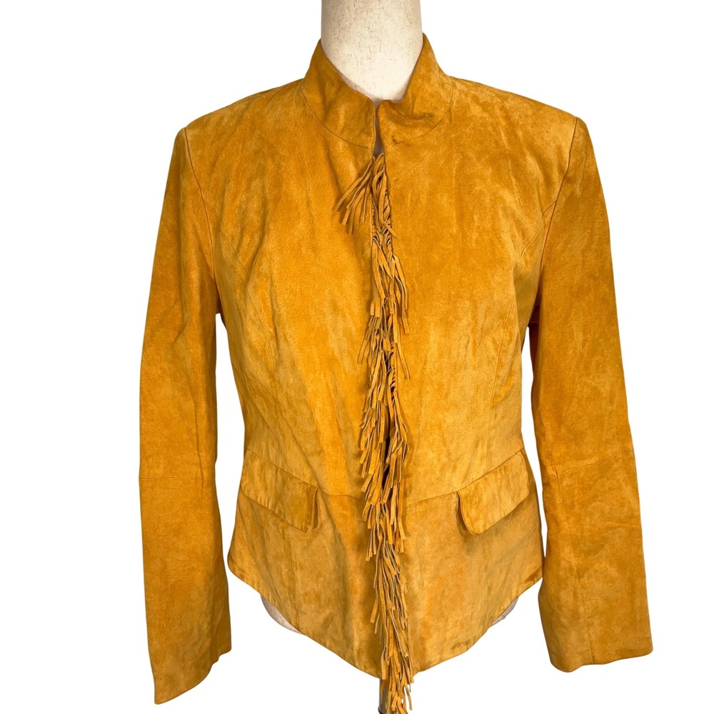 Pamela McCoy Jacket Women Medium Golden Suede Leather Fringe Western Boho